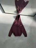 SW Kabartma Sırt Baskılı Kapşonlu Sweatshirt – Bordo - Görsel 3