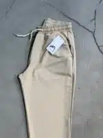 Fit Rahat Pamuklu Yumuşak Kumaş Jogger Pantolon - Krem - Görsel 5