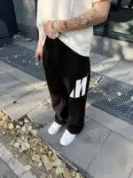 ‘M’ Büyük Baskılı Lastikli Stoper Paça Baggy Eşofman – Siyah - Görsel 2