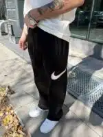 'NK 'Premium Süzene Nakış Lastikli Stoper Paça Eşofman - Siyah - Görsel 4