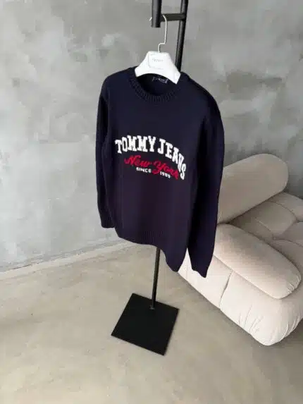 TH Nakış İşlemeli Premium Örgü Triko Kazak – Lacivert