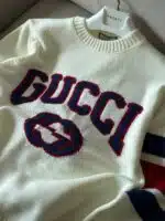 GC İşlemeli Premium Örgü Triko Kazak – Beyaz - Görsel 3