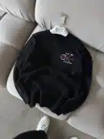 CK Nakış İşlemeli Premium Örgü Triko Kazak – Siyah