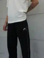 Premium İmzalı Seri Nakışlı Şeritli Stoper Paça Baggy Eşofman – Siyah - Görsel 5