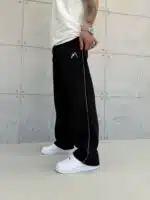 Premium İmzalı Seri Nakışlı Şeritli Stoper Paça Baggy Eşofman – Siyah - Görsel 6