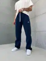 Premium İmzalı Seri Nakışlı Şeritli Stoper Paça Baggy Eşofman – İndigo - Görsel 6