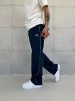 Premium İmzalı Seri Nakışlı Şeritli Stoper Paça Baggy Eşofman – İndigo - Görsel 7