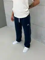 Premium İmzalı Seri Nakışlı Şeritli Stoper Paça Baggy Eşofman – İndigo - Görsel 5