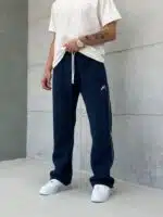 Premium İmzalı Seri Nakışlı Şeritli Stoper Paça Baggy Eşofman – İndigo