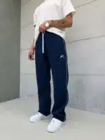 Premium İmzalı Seri Nakışlı Şeritli Stoper Paça Baggy Eşofman – İndigo - Görsel 2