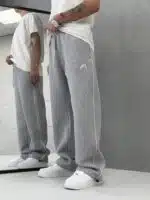 Premium İmzalı Seri Nakışlı Şeritli Stoper Paça Baggy Eşofman – Gri - Görsel 6