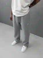 Premium İmzalı Seri Nakışlı Şeritli Stoper Paça Baggy Eşofman – Gri - Görsel 8