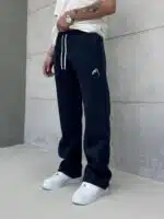 Premium İmzalı Seri Nakışlı Stoper Paça Baggy Eşofman – İndigo - Görsel 7