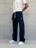 Premium İmzalı Seri Nakışlı Stoper Paça Baggy Eşofman – İndigo - Görsel 4