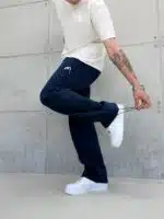 Premium İmzalı Seri Nakışlı Stoper Paça Baggy Eşofman – İndigo - Görsel 3