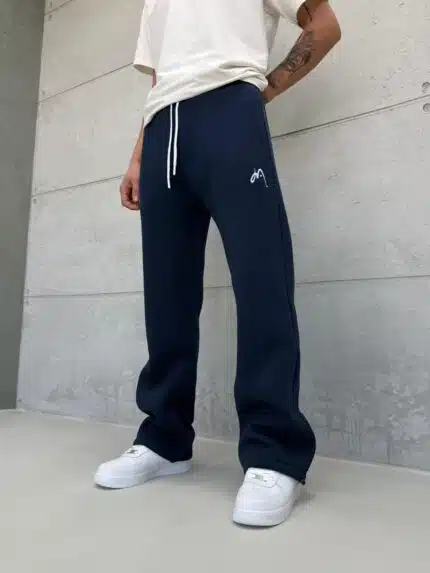 Premium İmzalı Seri Nakışlı Stoper Paça Baggy Eşofman – İndigo