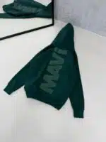 M Büyük Kabartma Sırt Baskılı Kapşonlu Üç İplik  Sweatshirt – Yeşil - Görsel 4