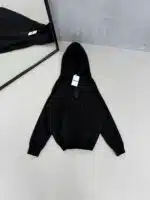 M Büyük Kabartma Sırt Baskılı Kapşonlu Üç İplik  Sweatshirt – Siyah - Görsel 4