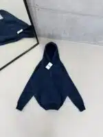 M Büyük Kabartma Sırt Baskılı Kapşonlu Üç İplik  Sweatshirt – Lacivert - Görsel 3