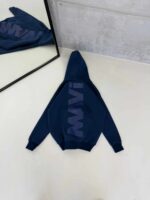 M Büyük Kabartma Sırt Baskılı Kapşonlu Üç İplik  Sweatshirt – Lacivert