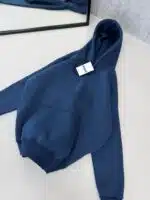 M Büyük Kabartma Sırt Baskılı Kapşonlu Üç İplik  Sweatshirt – Lacivert - Görsel 5