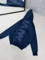 M Büyük Kabartma Sırt Baskılı Kapşonlu Üç İplik  Sweatshirt – Lacivert - Görsel 4