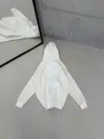 M Büyük Kabartma Sırt Baskılı Kapşonlu Üç İplik  Sweatshirt – Beyaz