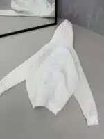 M Büyük Kabartma Sırt Baskılı Kapşonlu Üç İplik  Sweatshirt – Beyaz - Görsel 4