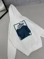 NK Büyük Kabartma Sırt Baskılı Kapşonlu Üç İplik  Sweatshirt – Beyaz - Görsel 3