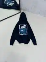 NK Büyük Kabartma Sırt Baskılı Kapşonlu Üç İplik  Sweatshirt – Lacivert