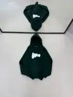 M Premium İmza Kabartma Baskılı Kapşonlu Sweatshirt – Koyu Yeşil