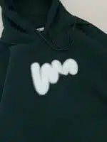 M Premium İmza Kabartma Baskılı Kapşonlu Sweatshirt – Koyu Yeşil - Görsel 4