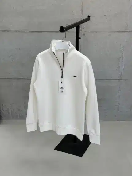 LCST Nakışlı Üç İplik Yarım Fermuarlı Sweatshirt – Beyaz