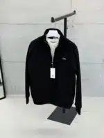 LCST Nakışlı Üç İplik Yarım Fermuarlı Sweatshirt – Siyah