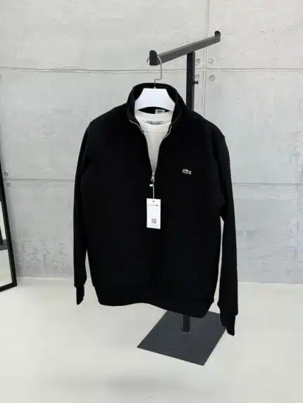 LCST Nakışlı Üç İplik Yarım Fermuarlı Sweatshirt – Siyah