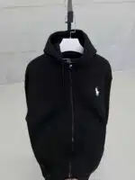 RL Nakışlı 3 İplik Kapşonlu Hoodie - Siyah - Görsel 4