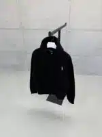 RL Nakışlı 3 İplik Kapşonlu Hoodie - Siyah - Görsel 3