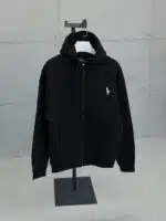 RL Nakışlı 3 İplik Kapşonlu Hoodie - Siyah