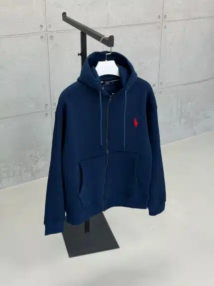 RL Nakışlı 3 İplik Kapşonlu Hoodie - Lacivert
