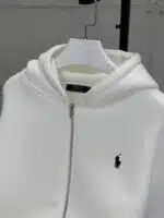 RL Nakışlı 3 İplik Kapşonlu Hoodie - Beyaz - Görsel 6