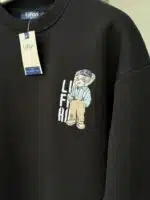 LFN Nakışlı Pıtcher Üç İplik Sweatshirt – Siyah - Görsel 4