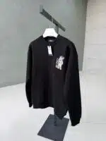 LFN Nakışlı Pıtcher Üç İplik Sweatshirt – Siyah - Görsel 3