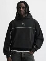 Premium İmzalı Seri Şeritli Nakışlı Kapşonlu Sweatshirt – Siyah - Görsel 6