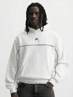 Premium İmzalı Seri Şeritli Nakışlı Kapşonlu Sweatshirt – Beyaz - Görsel 7