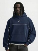 Premium İmzalı Seri Şeritli Nakışlı Kapşonlu Sweatshirt – Lacivert - Görsel 6