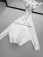 Premium İmzalı Seri Şeritli Nakışlı Kapşonlu Sweatshirt – Beyaz - Görsel 3