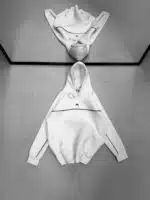 Premium İmzalı Seri Şeritli Nakışlı Kapşonlu Sweatshirt – Beyaz