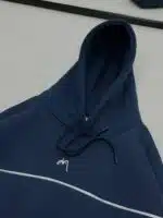 Premium İmzalı Seri Şeritli Nakışlı Kapşonlu Sweatshirt – Lacivert - Görsel 3