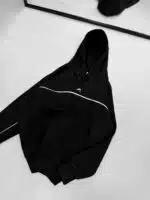 Premium İmzalı Seri Şeritli Nakışlı Kapşonlu Sweatshirt – Siyah - Görsel 3