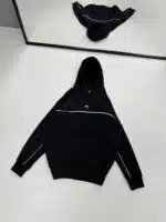 Premium İmzalı Seri Şeritli Nakışlı Kapşonlu Sweatshirt – Siyah - Görsel 5